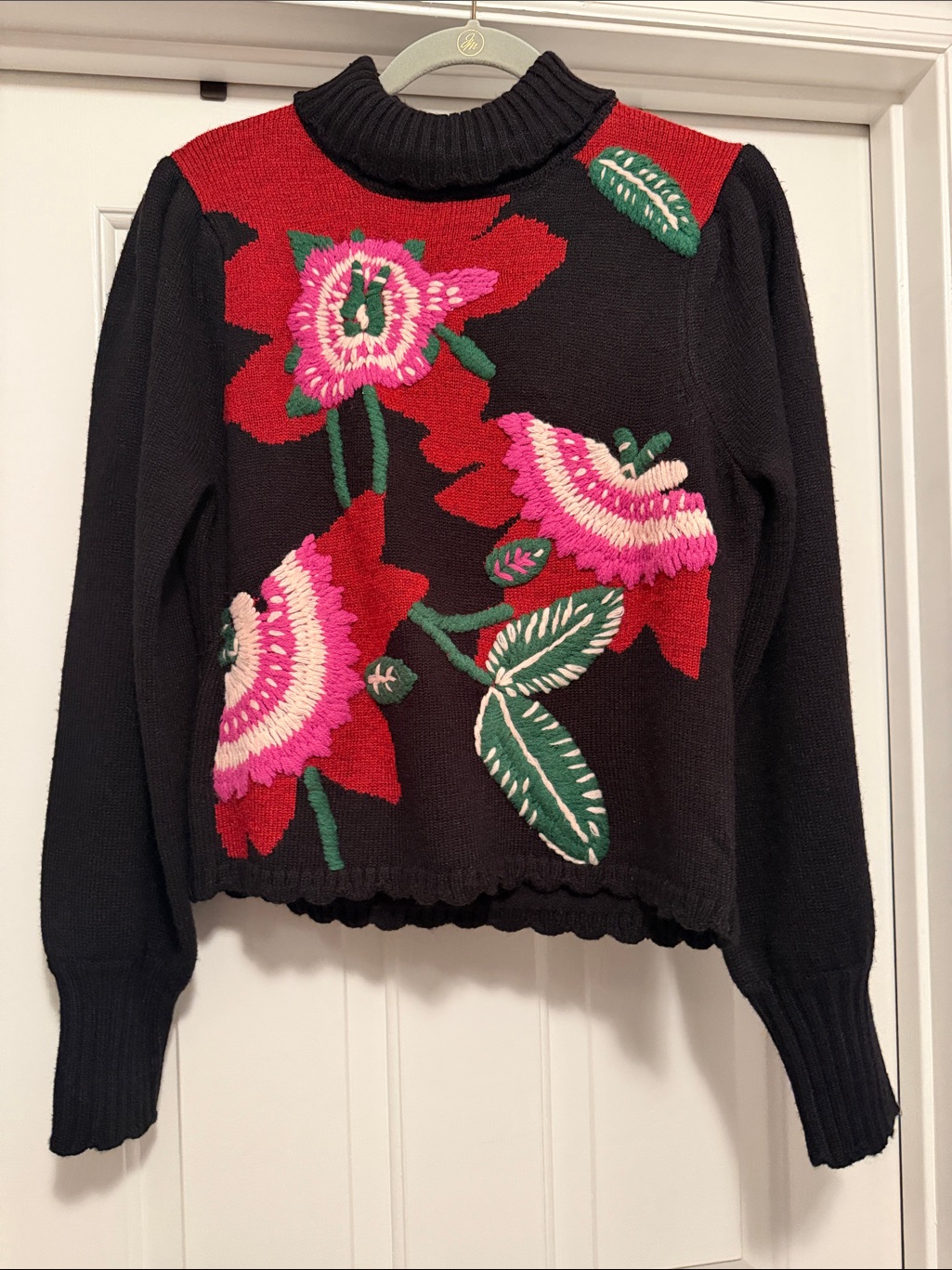 Farm Rio Bold Colorful Flower Knit Sweater